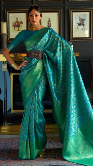 Pine Green Kanjivaram Saree
