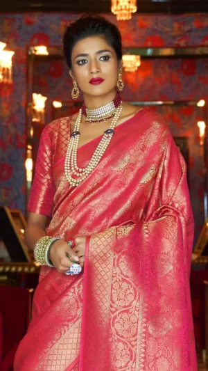 Punch Pink Kanjivaram Saree